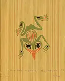 Bill Reid, Haida Frog - Hikkyaan Ggusttaan #76/100, 1995, colour silkscreen on wood veneer