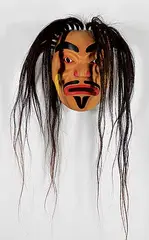 Leonard Scow, Portrait Warrior Mask, painted wood and horse hair