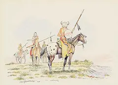 Gerald T. Tailfeathers, Untitled - Taking Direction, 1969, watercolour and ink on paper