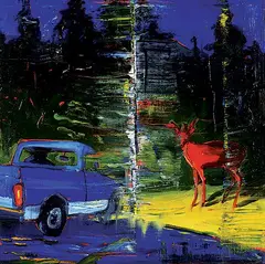 Michael Cameron, Untitled [Deer in Headlights], 2020, oil on canvas
