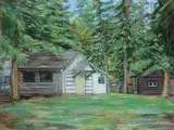 Michael Corner, The Whyte Cabin, pastel on paper