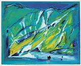 Maureen Enns, Chico and Biscuit - First Fish [Through the Eyes of the Bear Series], 1999, mixed media on paper