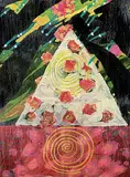 Karen McDiarmid, Rosefall, South Face, mixed media on print on paper