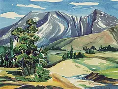 Sunwapta Pass by Francis Douglas Motter, watercolour on paper, sold Jun 2021