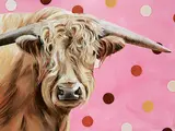 Pascale Ouellet, Bull on Pink, 2021, oil on wood panel