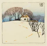 Walter J. Phillips, Little Log House, Lake of the Woods, 1926, colour wood block on paper