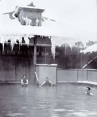 Elliott Barnes, Upper Hot Springs Pool, circa 1906, black and white photograph on paper