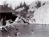 Elliott Barnes, Cave and Basin Bath House and Pool, Banff, Alberta, circa 1906, black and white photograph on paper
