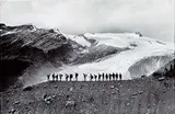 Byron Harmon, Alpine Club of Canada Camp, Upper Yoho, Birdseye View of Yoho Glacier, 1914 [?]