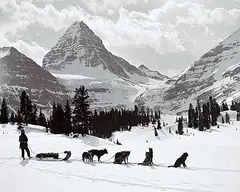 Byron Harmon, Ike Mills, Mt. Magog and Mt. Assiniboine, 1934, black and white photograph on paper