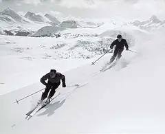Lloyd Harmon, Skiers, Sunshine Village, 1950's, black and white photograph on paper