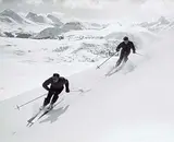 Lloyd Harmon, Skiers, Sunshine Village, 1950's, black and white photograph on paper