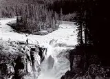 George Noble, Sunwapta Falls, circa 1920-1940, black and white photograph on paper