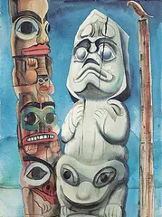 Georgina M. Abrams-Lytton, Untitled - Totems, watercolour on paper