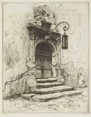 Frank Armington, Portal im Rathaushof, Rothenburg, O.T. #94/100, 1909, etching on paper