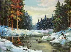 Paul A. Bagossy, Untitled - Winter Stream, acrylic on canvas
