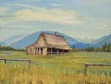 Patricia Barnes, Pioneer House [Bragg Creek], oil on canvas