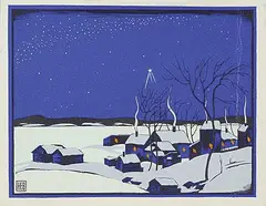 Henry Eric Bergman, Untitled - Starry Winter Night, colour silkscreen on paper