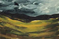 Untitled - Moody Landscape by Stanford Earl Blodgett, watercolour on paper board, sold May 2021
