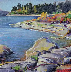 Sechelt, B.C. - Oct. by John H. Burrow, acrylic on canvas board, sold May 2021