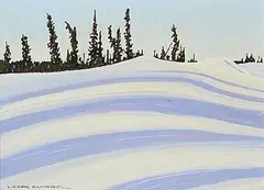 Leyda Campbell, Snowbanks and Shadows, oil on wood board