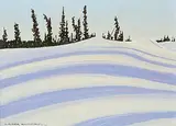 Leyda Campbell, Snowbanks and Shadows, oil on wood board