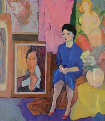Edith Clark, Untitled - Self Portrait in Gallery, oil on canvas