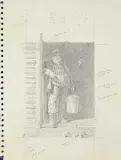 Patrick Douglass Cox, Duck and Goose Man Study, 1999, graphite on paper