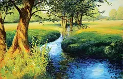 Peter Cunningham, Enchanted Stream, acrylic on canvas