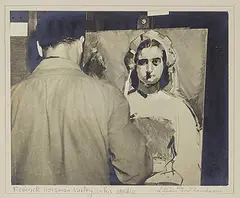 Lillian Dow Davidson, Frederick Horsman Varley in His Studio, black and white photograph on paper