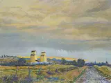 N. Nicholas de Grandmaison, Passing Rain, South of Calgary, De Winton, pastel on paper