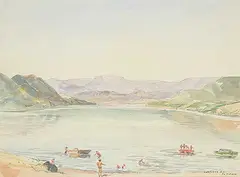 Herbert Earle, Lake Kilowna [sic], watercolour on paper