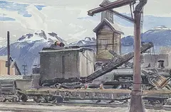 Arthur John Ensor, Revelstoke Rail Junction, watercolour on paper
