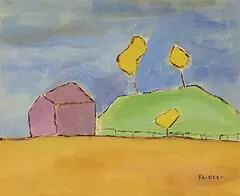 Barker Fairley, Barn at Night, gouache on paper