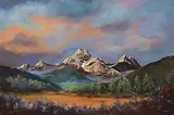 James D. Fisher, Mount Lougheed, 1990, acrylic on wood board