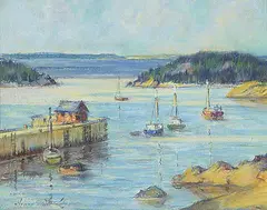 Thomas Hilton Garside, Wharf at Bic - Gaspe Coast P. Que., pastel on paper