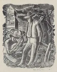 Henry George Glyde, Untitled - Takin' a Break, 1941, lino block on paper