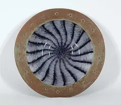 Martha Henry, Copper Plated Black Striped Plate, 1996, handblown glass with copper