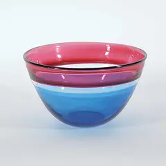 Martha Henry, Blue and Gold Ruby Bowl, handblown glass