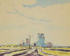 Untitled - Springtime Elevators by Robert Newton Hurley, 1953, watercolour on paper, sold May 2021