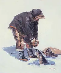 Tag Kim, Untitled - Ice Fishing, oil on canvas