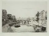 Maxime Lalanne, Vue Prise du Pont St. Michel, etching on paper