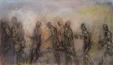 Eve Leader, Untitled - Nine Figures, oil on mylar