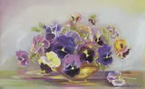 Rose Leonard, Untitled - Overflowing Pansies, pastel on paper