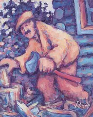 Jacques Lisée, Le Fendeur de Bois, 1994, acrylic on canvas