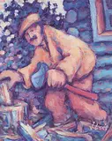 Jacques Lisée, Le Fendeur de Bois, 1994, acrylic on canvas