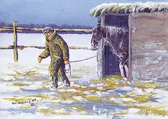 Ken Lonechild, Time to Get to Work, 1996, acrylic on canvas