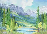 Jeanette McClelland, Spring at Middle Lake [Bow Valley Provincial Park], watercolour on paper