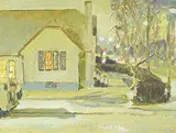 Night Snow by Robert F.M. McInnis, 1982, oil on canvas, sold May 2021