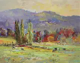Dorothy McKay, Chemainus Pasture, oil on hard board